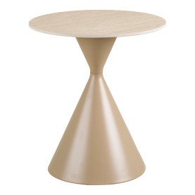 Stolik boczny ceramiczny na jednej nodze - klepsydra Annecy 50cm trawertyn / piaskowy House Nordic
