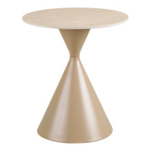 Stolik boczny ceramiczny na jednej nodze - klepsydra Annecy 50cm trawertyn / piaskowy House Nordic
