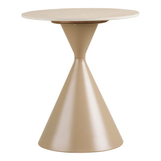 Stolik boczny ceramiczny na jednej nodze - klepsydra Annecy 50cm trawertyn / piaskowy House Nordic