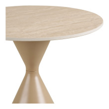 Stolik boczny ceramiczny na jednej nodze - klepsydra Annecy 50cm trawertyn / piaskowy House Nordic