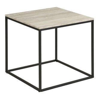 Stolik pomocniczy kwadratowy Vita 45x45cm imitacja trawertynu / czarny House Nordic