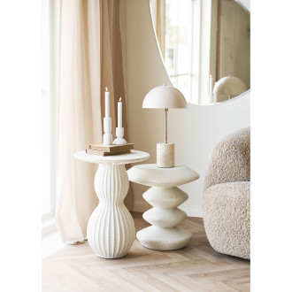 Stolik pomocniczy cementowy - japandi Blackburn H45cm biały House Nordic