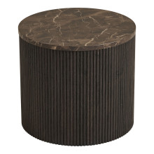 Stolik okrągły na ryflowanej podstawie Rota 45cm imitacja marmuru / ciemny brąz House Nordic