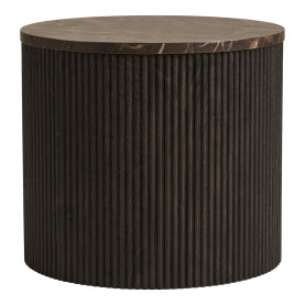 Stolik okrągły na ryflowanej podstawie Rota 45cm imitacja marmuru / ciemny brąz House Nordic 2