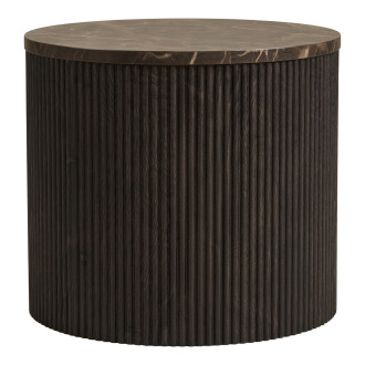 Stolik okrągły na ryflowanej podstawie Rota 45cm imitacja marmuru / ciemny brąz House Nordic