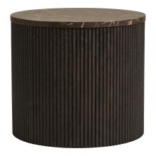 Stolik okrągły na ryflowanej podstawie Rota 45cm imitacja marmuru / ciemny brąz House Nordic