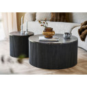 Stolik okrągły na ryflowanej podstawie Rota 80cm imitacja marmuru / ciemny brąz House Nordic