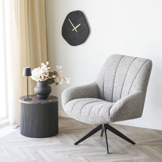 Stolik okrągły na ryflowanej podstawie Rota 45cm imitacja marmuru / ciemny brąz House Nordic