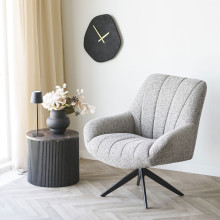 Stolik okrągły na ryflowanej podstawie Rota 45cm imitacja marmuru / ciemny brąz House Nordic