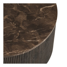 Stolik okrągły na ryflowanej podstawie Rota 80cm imitacja marmuru / ciemny brąz House Nordic