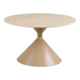 Stolik okrągły ceramiczny na jednej nodze - klepsydra Annecy 70cm trawertyn / piaskowy House Nordic