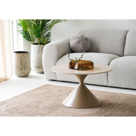 Stolik okrągły ceramiczny na jednej nodze - klepsydra Annecy 70cm trawertyn / piaskowy House Nordic 2
