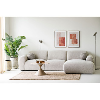 Stolik okrągły ceramiczny na jednej nodze - klepsydra Annecy 70cm trawertyn / piaskowy House Nordic