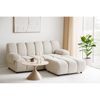 Stolik okrągły ceramiczny na jednej nodze - klepsydra Annecy 70cm trawertyn / piaskowy House Nordic