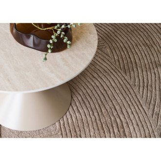 Stolik okrągły ceramiczny na jednej nodze - klepsydra Annecy 70cm trawertyn / piaskowy House Nordic