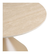 Stolik okrągły ceramiczny na jednej nodze - klepsydra Annecy 70cm trawertyn / piaskowy House Nordic