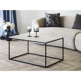 Stolik kawowy prostokątny Vita 90x60cm imitacja trawertynu / czarny House Nordic 2