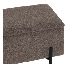 Ławka tapicerowana ze schowkiem Watford 95x36,5cm brązowa boucla House Nordic