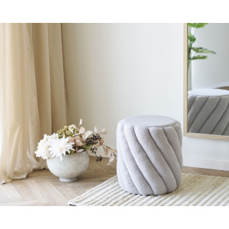 Pufa okrągła z przeszyciem Sana 38cm boucle szara House Nordic