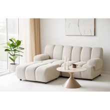 Sofa modułowa Taza 2,5-osobowa z pufem piaskowa lewa House Nordic