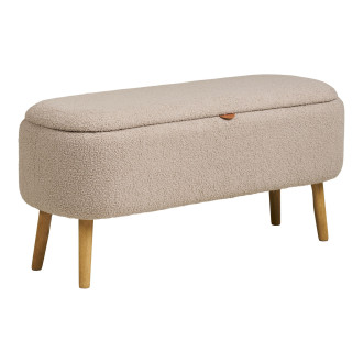 Ławka tapicerowana na nóżkach z pojemnikiem Harlow 95x37cm beż / drewno House Nordic