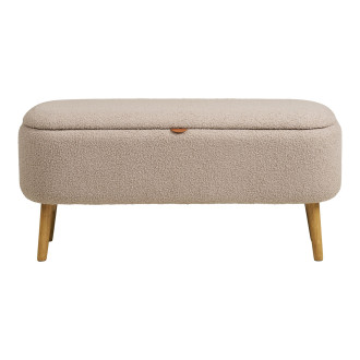 Ławka tapicerowana na nóżkach z pojemnikiem Harlow 95x37cm beż / drewno House Nordic