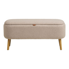 Ławka tapicerowana na nóżkach z pojemnikiem Harlow 95x37cm beż / drewno House Nordic