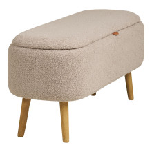 Ławka tapicerowana na nóżkach z pojemnikiem Harlow 95x37cm beż / drewno House Nordic