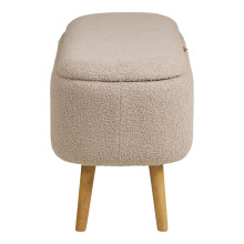 Ławka tapicerowana na nóżkach z pojemnikiem Harlow 95x37cm beż / drewno House Nordic