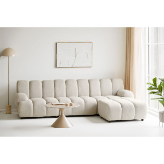 Sofa modułowa Taza 3,5-osobowa z pufem piaskowa, prawa House Nordic