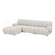 Sofa modułowa Taza 3,5-osobowa z pufem piaskowa, lewa House Nordic