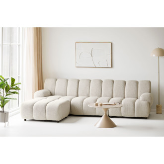 Sofa modułowa Taza 3,5-osobowa z pufem piaskowa, lewa House Nordic