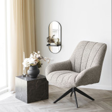Fotel tapicerowany z funkcją obrotową Grandola szary / czarny House Nordic