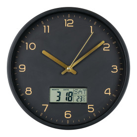 Zegar ścienny okrągły z cichym mechanizmem i zegarem Amiens 25cm czarny House Nordic