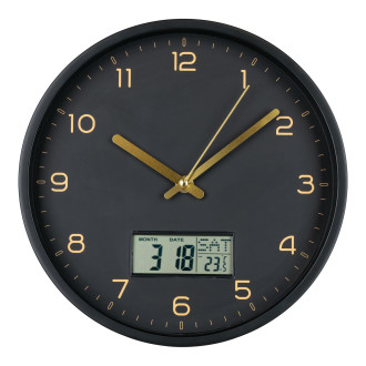 Zegar ścienny okrągły z cichym mechanizmem i zegarem Amiens 25cm czarny House Nordic