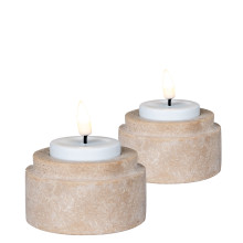 Zestaw 2 świeczników na tealight z trawertynu House Nordic
