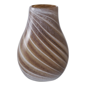Wazon szklany brązowy w białe paski Kler 23cm House Nordic