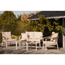 Zestaw mebli ogrodowych Abela aluminium / materiał drewnopodobny kolor piaskowy / naturalny House Nordic