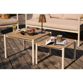 Zestaw mebli ogrodowych Abela aluminium / materiał drewnopodobny kolor piaskowy / naturalny House Nordic