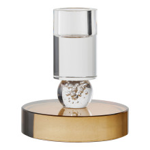 Świecznik szklany glamour brązowo-biały 8,5x10cm House Nordic