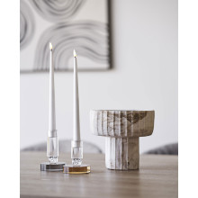 Świecznik szklany glamour brązowo-biały 8,5x10cm House Nordic