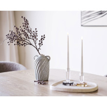 Świecznik szklany glamour szaro-biały 9x13cm House Nordic