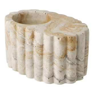 Świecznik cementowy wabi-sabi ryflowany brązowo-beżowy 10,5x6cm House Nordic