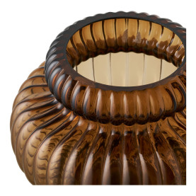 Wazon szklany ryflowany Flow ciemny brąz 20x16cm House Nordic 2