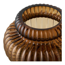 Wazon szklany ryflowany Flow ciemny brąz 20x16cm House Nordic