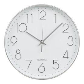 Zegar ścienny okrągły z cichym mechanizmem Lalibela 30cm srebrny House Nordic