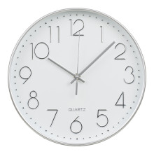 Zegar ścienny okrągły z cichym mechanizmem Lalibela 30cm srebrny House Nordic
