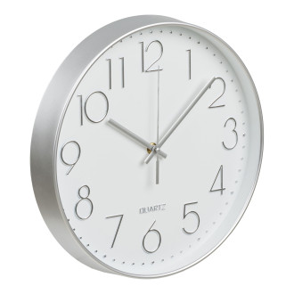Zegar ścienny okrągły z cichym mechanizmem Lalibela 30cm srebrny House Nordic