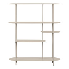 Regał metalowy asymetryczny Rieti 5 półek 139x118x31cm piaskowy House Nordic