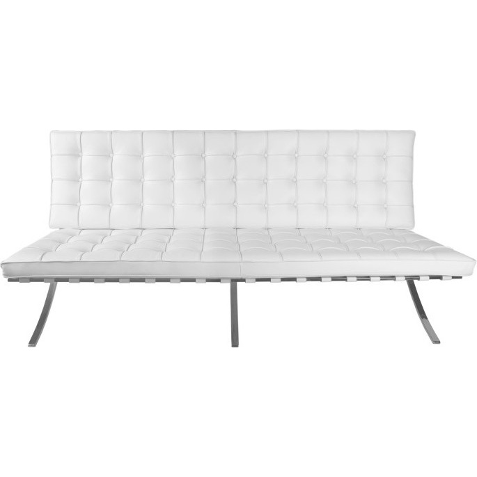 Stylowa Sofa pikowana z ekoskóry BA2 150 biała D2.Design do salonu, poczekalni i kawiarni.